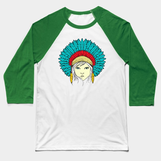 Indian Girl Baseball T-Shirt by Spectrum